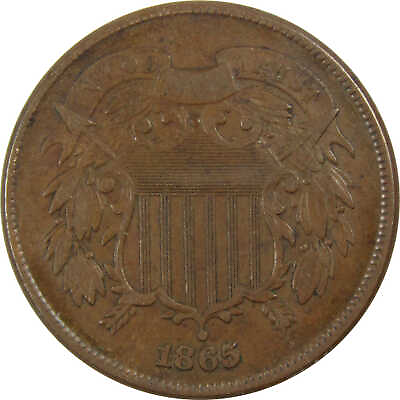 1865 Two Cent Piece F Fine 2c Coin SKU:I12590 $29.99