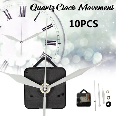 #ad 10cs Wall Quartz Clock Mechanism White Hands Movement Kit Repair Tool DIY USA $24.31