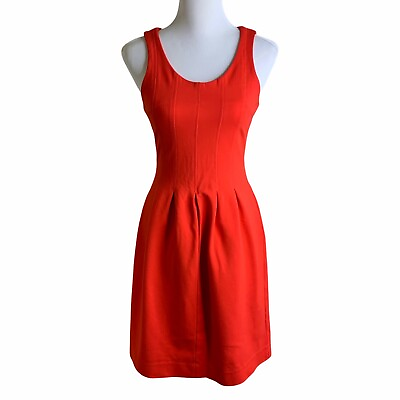 #ad #ad J. Crew Red Structured Knee Length Fit amp; Flare Pleated Sleeveless Dress Womens 2 $38.90