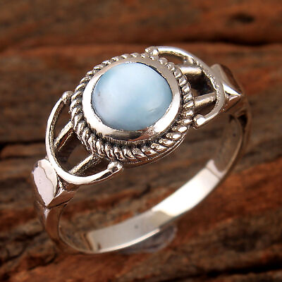 #ad Larimar Gemstone Solid 925 sterling Silver Jewelry Handmade Ring Size US 9 $12.77