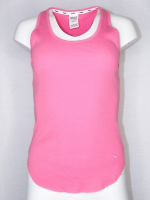 #ad PINK Victorias Secret Small P Ribbed Tank Top Sleepwear Pink $14.99