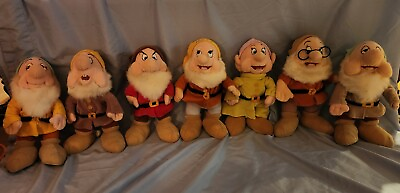 #ad Vintage Disney Walt Disney World Snow White amp; The Seven Dwarfs Plush Set 12quot; $150.00