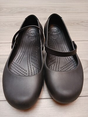 Crocs Women Shoe Alice Work Size 10M Black Slip Resistant Mary Jane Flats Used $28.00