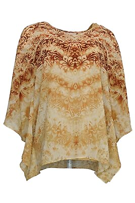 Belle by Kim Gravel Printed Poncho and Knit Tank Set Brown #ad $15.99
