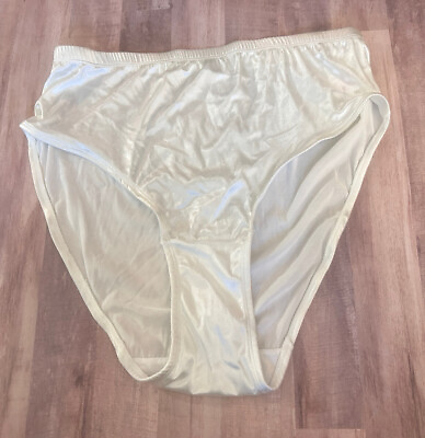 #ad Vintage SERENADA Second Skin Satin High Waist Panties Briefs Size 12 White Sissy $39.99