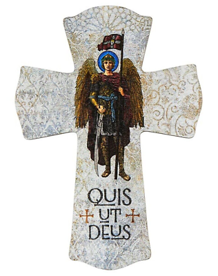 Saint Michael The Archangel quot;Quis Ut Deusquot; Wall Cross Wood 6quot; $9.99