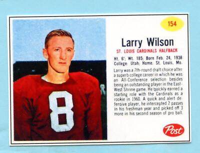 #ad 2022 1962 Style Cereal Football Card # 154 Larry Wilson Cardinals $5.00