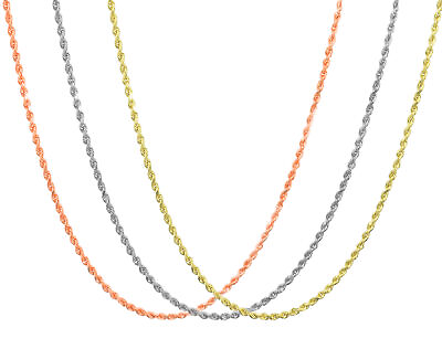 #ad 10K Yellow White or Rose Gold 2.5mm Italian Rope Chain Pendant Necklace 14quot; 30quot; $160.98