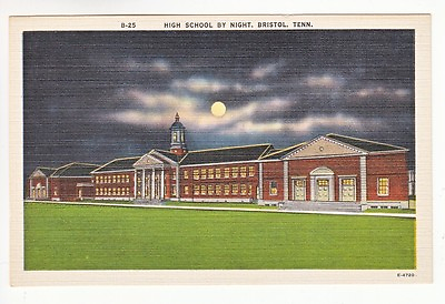 #ad Postcard: High School Bristol Tenn Night View $4.49