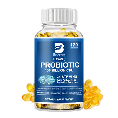 #ad 100 Billion CFU Immunity Digestive Support Mood Health Probiotic Enzyme Capsules $10.44