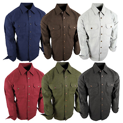 Chamois Shirt Mens Flannel Thick Rugged Work Stretch Button Pocket True Fit $26.95