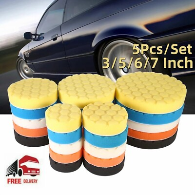 7 6 5 3INCH Car Buffing Pads Polishing Waxing Foam Polisher Sponge Kit for Drill $13.99