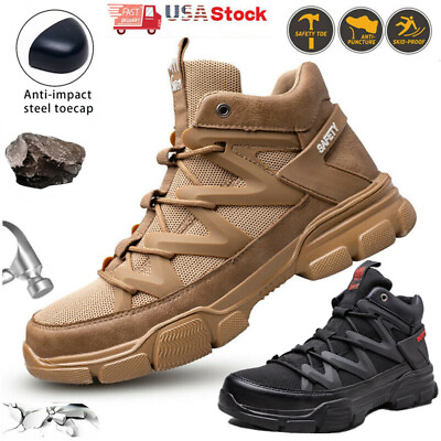 #ad Men#x27;s Sneakers Safety Shoes Steel Toe Work Boots Indestructible Waterproof Boot $44.09