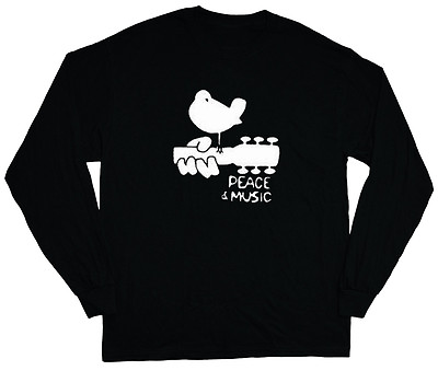 #ad long sleeve t shirt for men Woodstock peace and music guitar tee shirt $12.95