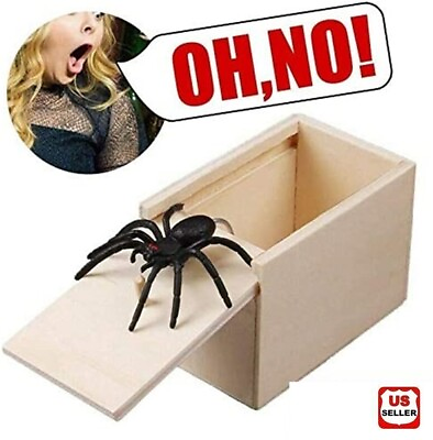 #ad 2X Wooden Prank Spider Scare Box Hidden in Case Trick Play Joke Scarebox Gag Toy $7.98