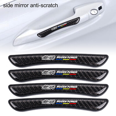 #ad 4Pcs Mugen Silicone Carbon Fiber Car Side Door Handle Edge Strip Scratch Sticker $15.88