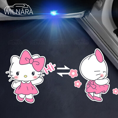 #ad Courtesy Wireless Car Door LED Cute Hello Kitty Logo Lights Projector For Women $18.99