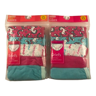 2 5 Packs Girls#x27; Briefs Unicorns Rainbows Panties Soft Cotton Tag less Sz 12 #ad $7.88