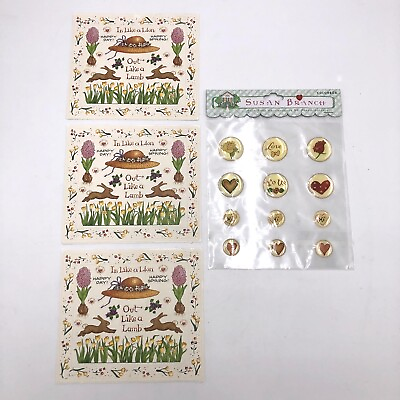 #ad Susan Branch Stickers Lot Like A Lion Out Like A Lamb Spring Easter Bunny Rabbit $9.79