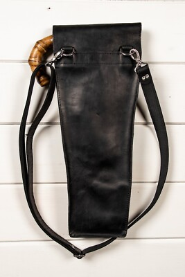 #ad Black Bag for Walking Stick Storage Walking Case Leather Cane Holder Rack Gift $66.75