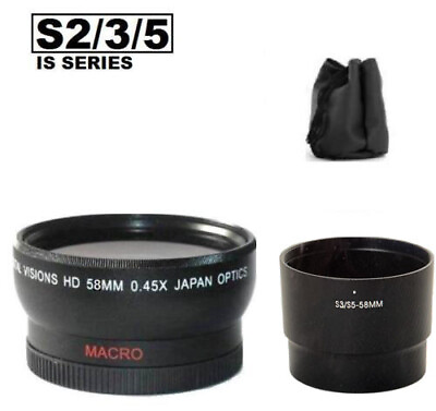 #ad 58mm Digital Vision Wide Angle Lens for Canon PowerShot S5 IS S3 IS S2 IS $42.99
