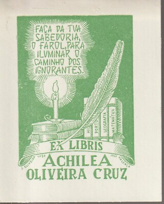 #ad ex libris Achilea Oliveira Cruz spain J.Oliveira 1961 EUR 5.95