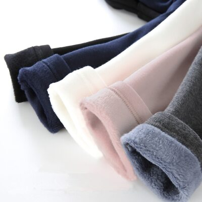 Girls#x27; Pants Winter Thickened Trousers Warm Elastic Pink Navy Blue Leggings #ad $21.66