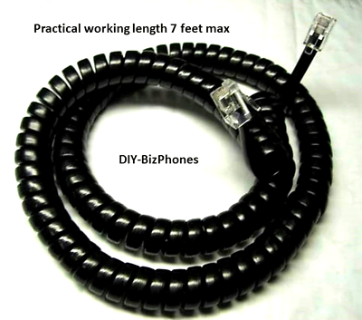 #ad Black Handset Cord Vintage Telephone Receiver Curly Coil Wire 4P4C RJ9 RJ22 12Ft $7.49