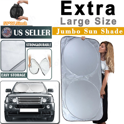 Folding Jumbo Front Rear Car Window Sun Shade Auto Visor Windshield Block Cover $8.46