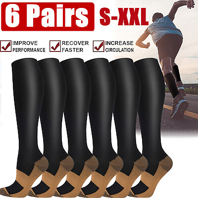 Copper Compression Socks 20 30mmHg Graduated Support Mens Womens S XXL Wholesale $6.25