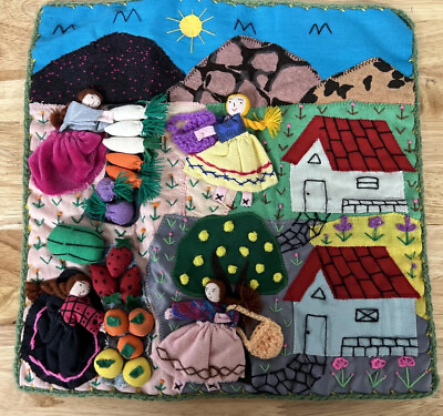 #ad Hand Made Folk Art Wall 3D Tapestry Patchwork Tapestry Gardening 11.5” $25.95