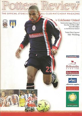 #ad Football Programme Stoke City v Colchester United Div 2 3 3 2001 GBP 1.00
