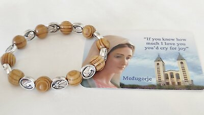 #ad Catholic Bracelet Virgin Mary Prayer from Medjugorje OLIVE WOOD rosary Christmas $8.99