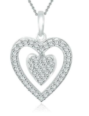 #ad #ad Heart Pendant Necklace Round Diamond 0.85 Ct I1 G White Gold Prong Set 0.80Inch $607.19