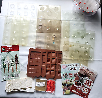 #ad #ad 31 Pc Chocolate Candy Making LOT Classic Molds Booklet 10 Wilton Squeeze Bottles $10.00