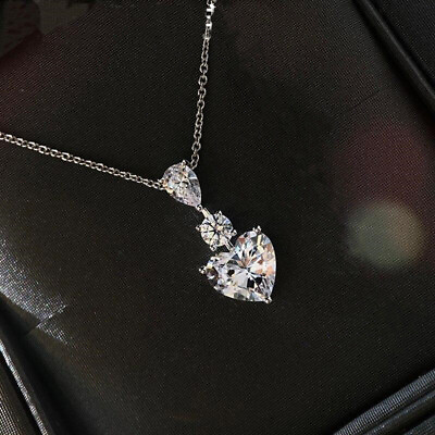 #ad Fashion Heart 925 Silver Filled Necklace Pendant Cubic Zircon Women Party Gifts C $3.01