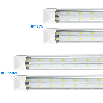 #ad 4FT 5FT 6FT 8FT T8 LED Tube Light Bulbs 6500K Integrated LED Shop Light Fixture $97.89