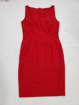 #ad #ad Jarbo 38 8 10 Red Structured Sheath Dress Sleeveless Career Office Midi Fitted $34.99