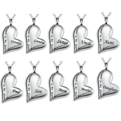 #ad Womens Necklace Ashes Funeral Ash Holder Cremation Heart Pendant Keepsake Silver $12.98