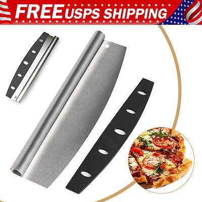 #ad 14quot;Professional Stainless Steel Food Pizza Cutter Rocker Ultra Sharp Pizza Knife $8.99