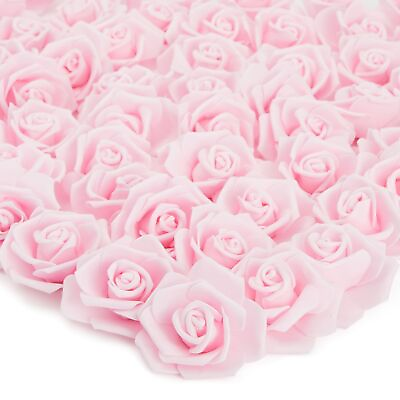 #ad 100 Pack Light Pink Artificial Flowers Bulk Stemless Fake Foam Roses 3 in $20.99