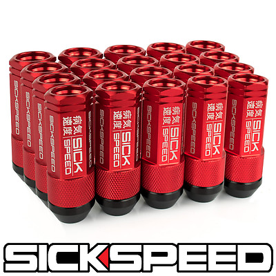 #ad SICKSPEED 20 PC RED ALUMINUM EXTENDED 50MM 2 PC LUG BOLT FOR WHEELS 12X1.5 B01 $89.95