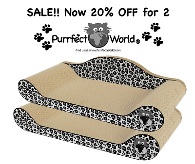 #ad SALE : 20% Off 2 Pack: PurrfectWorld Cat Lounge Scratcher Snow Leopard $81.99