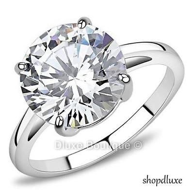 #ad 4.90 Ct Round Cut CZ Solitaire Stainless Steel Engagement Ring Women#x27;s Size 5 10 $15.99
