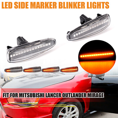 #ad 2* Clear Fender Lamp Side Marker Signal Lights fits Mitsubishi Lancer Outlander $12.99