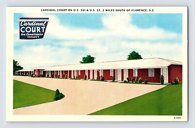 #ad Postcard South Carolina Florence SC Cardinal Court Motel 4ts Unposted Chrome $3.00