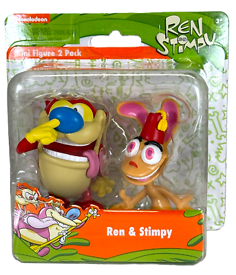 #ad Ren And Stimpy 2 Pack Retro Nickelodeon 3quot; Figures Just Play Mini Figures NEW $13.78