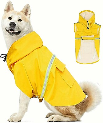 #ad Dog Raincoat for Large Dogs Waterproof Reflective Doggie Rain Coat Adjustable $9.97