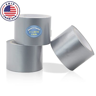 #ad 3 Heavy Duty Waterproof Rolls Silver Duct Tape 3quot; x60 Feet7.5 Mil Thick $23.99