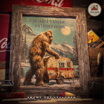 #ad Vintage Sasquatch Bigfoot Art Print RV Camping Artwork Camper Wall Decor Gift $9.95